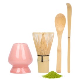 Matcha Whisk Set with Matcha Whisk Holder Bamboo Whisk Scoop Spoon Unique Gifts for Women Men Girl Friend Home Kitchen Decor Gifts for Tea Enthusiasts Pink