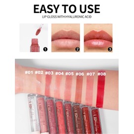Erinde Hydrating Lip Gloss Oil, Tinted Lip Plumper Gloss, Long-Lasting Moisture, Non-Sticky High-Shine Lip Gloss With Sheer Color, Soothing Lip Care, Vegan & Cruelty-free, 04
