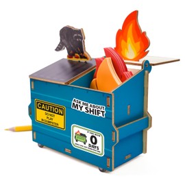 Vicrafted Dumpster Fire Desk Organizer, DIY Pencil Holder with Raccoon & Flame Decor, Free Sticker Included, Dumpster Fire Holder, Funny Desk Accessory, Gag Gift for Coworkers & Colleagues (Blue)