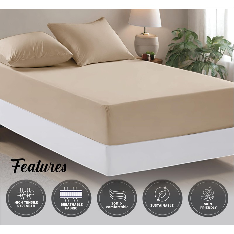 funky gadgets king size Deep fitted sheets Beige 100% egyptian