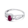 10k White Gold Oval Ruby And Diamond Curve Ring (Size