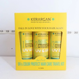 KERARGAN UV & COLOR PROTECTION TRAVEL KIT 3X3.38OZ W/ MARULA OIL  (EXP:07/26)