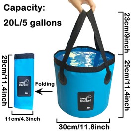Collapsible Bucket, 3 & 5 Gallon Multifunctional Portable Folding Fishing Bucket - Folding Shovel for Sink - Water Container for Fishing - Camping - Gardening (20L/Blue)