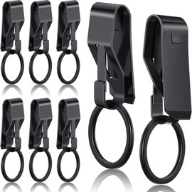 Threan 8 Pieces Belt Key Clip Heavy Duty Key Holder for Belt Security Metal Belt Clip for Keys Belt Clip Key Chain for Men Women Home Office Supplies, Black