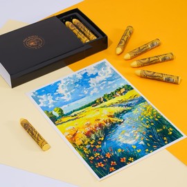 Paul Rubens Oil Pastels, 8PCS Lemon Yellow Oil Pastel Set with Creamy Texture Easy to Blend, Bullet Heads HAIYA Oil Pastels for Artists and Beginners, Art Supplies for Painting and Drawing