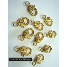 Silversmithsupply.com 10 LARGE Heart shaped 25mm l inch long lobster claws Gold Pl Zinc FPC008