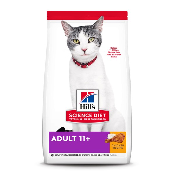 Hill's Science Diet Dry Cat Food, Adult 11+ for Senior Cats, Chicken Recipe, 3.5 lb. Bag