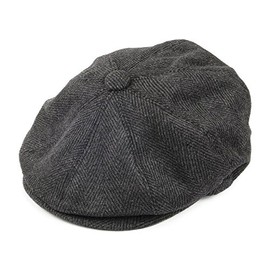 8-PANEL HERRINGBONE TWEED CAP - DARK GREY SIZE 58CM
