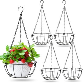 Nuogo 5 Pcs Plant Hanger Metal Plant Hanger Hanging Plant Holder 9.5 Inches Decorative Hanging Baskets for Plants Metal Hanging Planter Plant Shelf for Garden Porch Balcony Flower Pots Indoor Outdoor