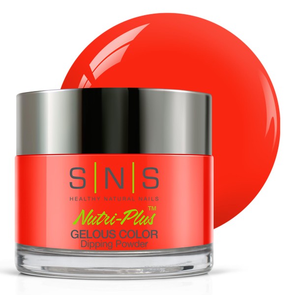 SNS Nail Dip Powder, Gelous Color Dipping Powder - J'Adore (Red Orange/Coral, Cream) - Long-Lasting Dip Nail Color Lasts 14 Days - Low-Odor & No UV Lamp Required - 1 OZ
