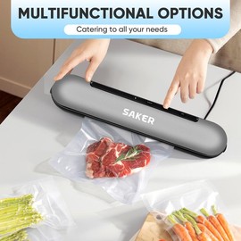 Saker Vacuum Sealer Machine with Built-in Cutter and Vacuum Bags for Better Food Preservation，Christmas gifts for family and friends in 2024