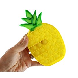 Curious Minds Busy Bags 1 Pineapple Fruit Theme Bubble Pop Fidget Toy - Silicone Push Poke Bubble Wrap Fidget Toy - Bubble Popper Sensory Stress Toy Pinapple