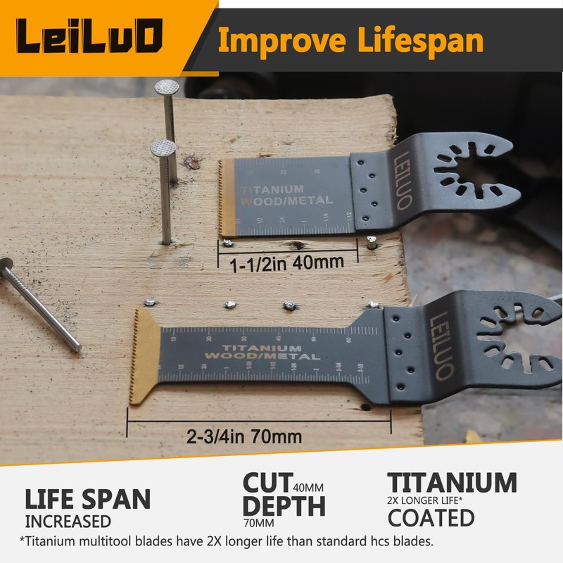 LEILUO 50 Pcs Multitool Blade for Wood Nails Drywall Titanium