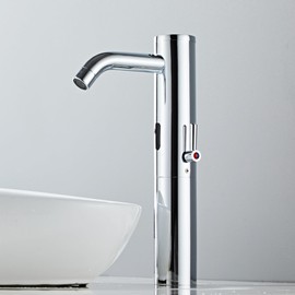 HHOOMMEE Bathroom Vanity Touchless Faucet with Temperature Control Rod Handle,Automatic Motion Sensor Basin Mixer Battery Power