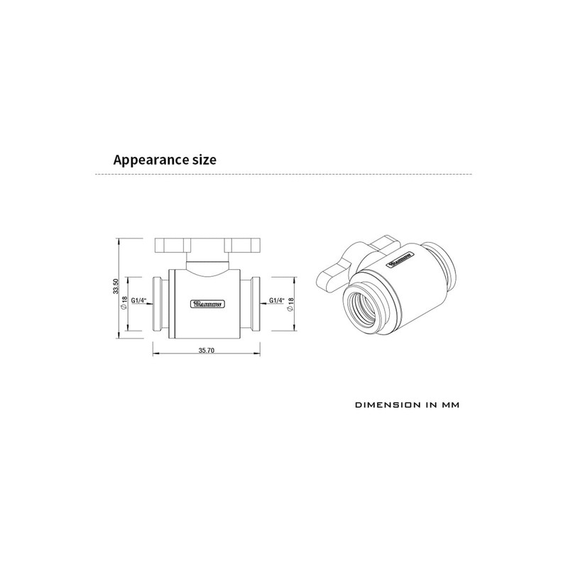 Barrow Mini Water stop valve - Black main body +