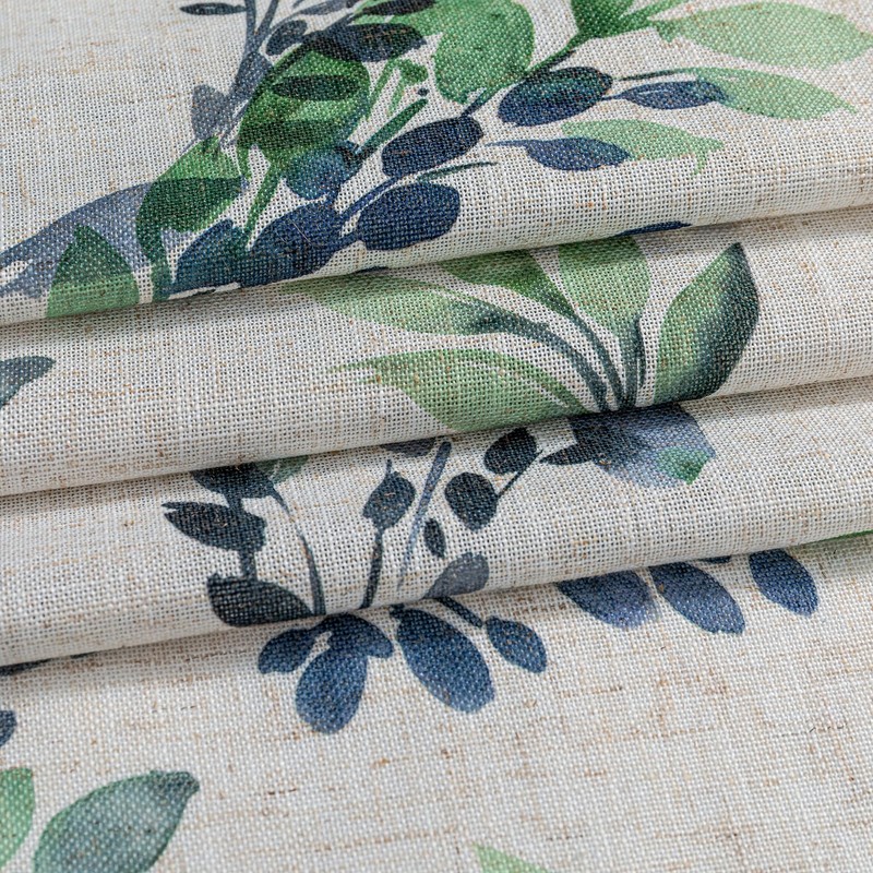 MYSKY HOME Linen Sheer Curtains for Living Room Leaf Patterned
