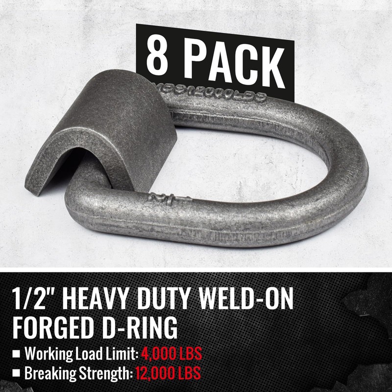 1/2" Heavy Duty Weld-On Forged D Ring with Welding Clips,