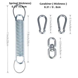 Aebor Porch Swing Spring with Safety Steel Wire, 650 LB Capacity Stainless Steel Heavy Duty Hammock Chair Hanging Kit Include Spring, Carabiners,for Porch Swing, Hammock, Swing Chair. (2)