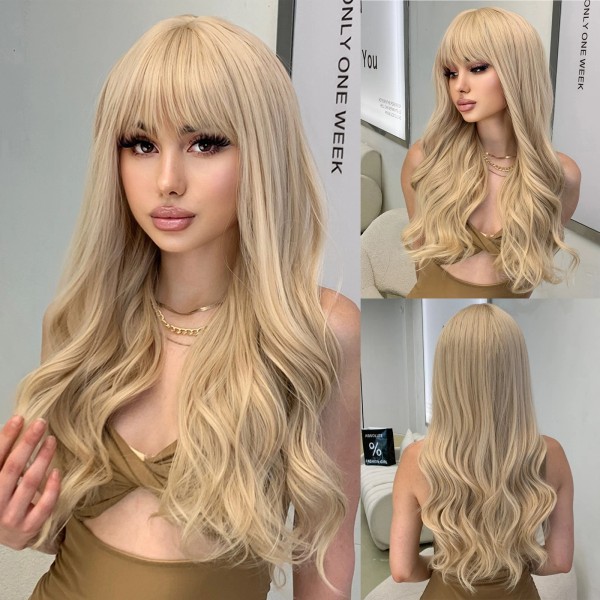 WigsA Heat Resistant Synthetic Hair Highlight blonde Costume Wigs With