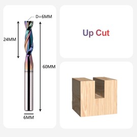 SpeTool Spiral Groove Cutter 6 mm Shaft Upcut 24 mm Cutting Length Spiral Cutter with SPE-X Coating CNC Milling Cutter for Router 2 Flutes Groove Cutter Solid Carbide End Mill Wood Cutter Slot Cutter