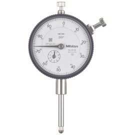 Mitutoyo "2416S" Dial Indicator, #4-48 UNF Thread, 0.375" Stem Dia., "Lug Back," White Dial, 0-100 Reading, 2.244" Dial Dia., 0-1" Range, 0.001" Graduation, +/-0.002" Accuracy