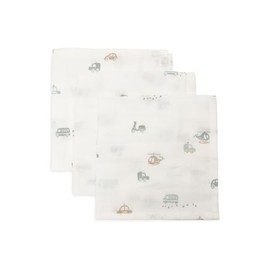 Jollein On The Go Muslin Baby Burp Cloths - Pack of 3 - 31 x 31 cm - 100% Cotton - Muslin Cloths Baby - Oeko-Tex Certified