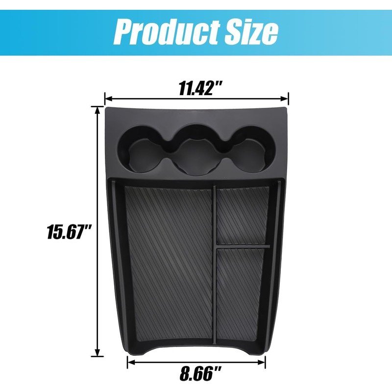Lower Center Console Organizer Tray Compatible with Rivian R1T &