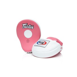 Fairtex FMV9 Contoured Focus Mitts |Striking Accuracy & Protection for Boxing, Muay Thai, Kickboxing |Ergonomic Design, Soft Padding, Secure Fit Leather -(Pink/White)