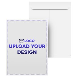 Customize and Print Your 10" x 13" White Catalog Envelopes - Upload Your Full Color Logo, Design and Return Address - Custom Professionally Printed 10x13 Envelopes, Gummed Flap - 50 per Pack