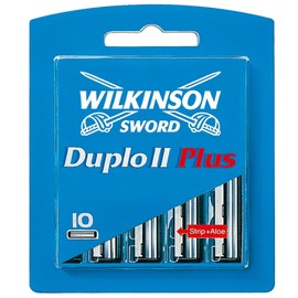 Wilkinson Sword Duplo II Plus Razor Blade Refill Cartridges with Aloe Vera Strip, Pack of 10