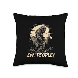 Ew Hate People Funny Saying Hiking Forest Big Foot Throw Pillow
