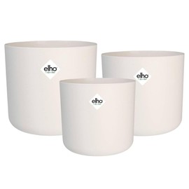 elho B.for Soft Round - Flower Pot for Indoor Use - 100% Recycled Plastic - Set of 3 - Diameter 14, 16, 18 cm - White