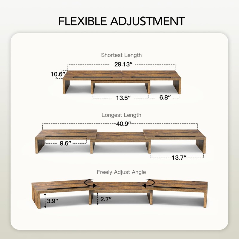 AMERIERGO Dual Monitor Stand Riser- 3 Shelf Screen Stand with