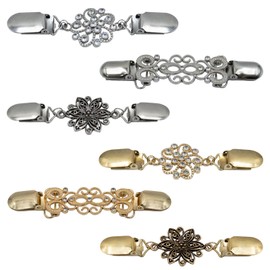 Noviatrix 6 Stück Waist Clip, Zinklegierung Cinch Clip, 3 Stile Hemd Klammer Damen Kreative Retro Vintage-Pulloverclips für Schals, Pullover, Strickjacken