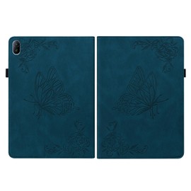 Cxzaqwer Case for Honor Pad X8a 2024 11 inch PU Leather Cover Shockproof Card Holder Case with Pen Holder Protective Cover Butterfly Flower for Honor Pad X8a 2024 11 inch Blue