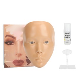 Makeup Practice Board Kit 5D Silicone Full Face Mannequin Board Plastic Stand 20ml Cleansing Oil Resuable Makeup Practice Tool Wheat Skin Color