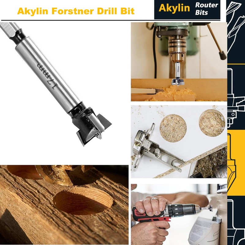 Akylin Forstner Drill Bit 17mm - Carbide Tipped Forstner Bit