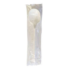 Boardwalk BWKSOUPMWPPIW 4.86 in. Mediumweight Wrapped Polypropylene Plastic Soup Spoon Cutlery - White (1000/Carton)
