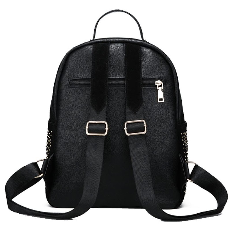 Zzfab Rhinestone Backpack Faux Leather Black