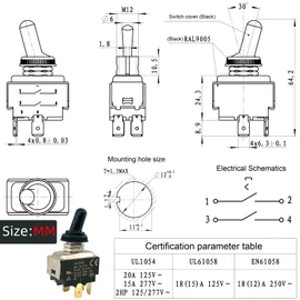 HY29E Toggle Switch (1-Pack) 20A 125V 15A 277V 2HP 4-Pin ON-OFF Compatible with Rocket Appartamento Espresso Machines and QEP Wet Tile Saws Fixes Power Failure and Burned Contacts Replacement for KEDU