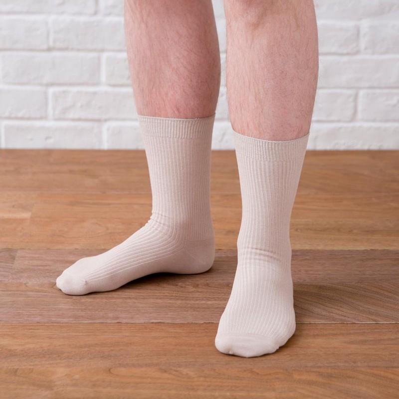 [Walking Bran Bag] Men's Rice Bran Spring Summer Rib Socks,