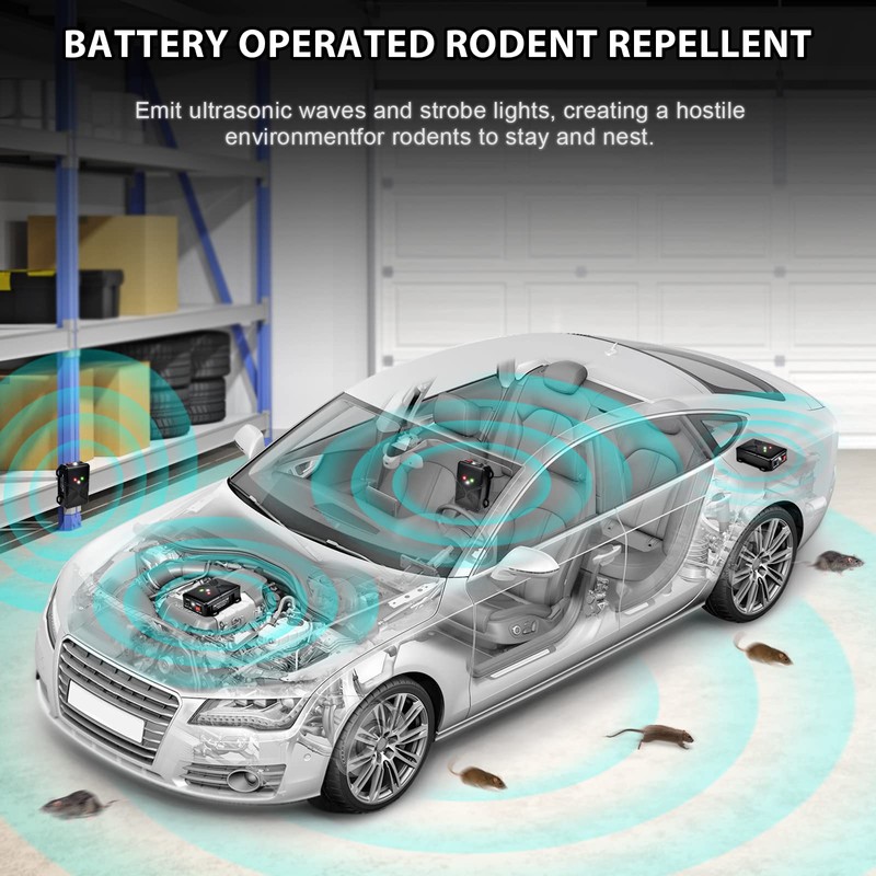 Ultrasonic Rodent Repellent for Car Engine – Battery Powered Under