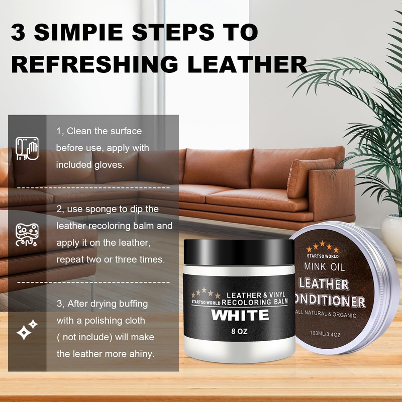 STARTSO WORLD 200ml Leather Recolouring Balm with 100ml Leather Conditioner,