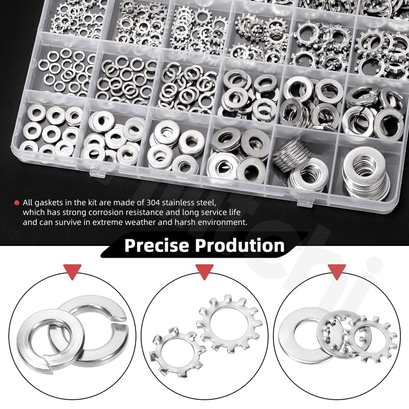 Hilitchi 400PCS 6 Sizes British 304 Stainless Steel External Star