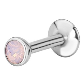 Forbidden Body Jewelry 16g Tragus Earring, Helix Earring & Labret Piercing, Internally Threaded Simulated Opal Stud, Metal