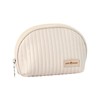Small Half Moon Leather Makeup Cosmetic Bag W/ Silver Zipper,