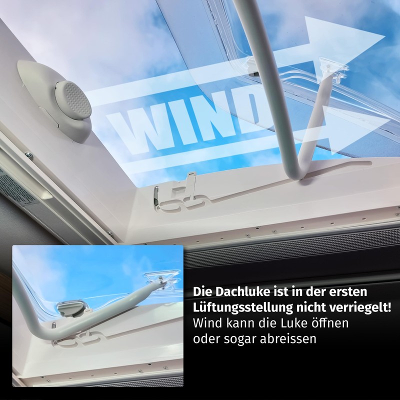 MaJoCompTec® CAMPERPART Lock for Dometic Roof Windows, Motorhome Roof Hatch