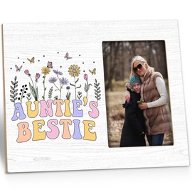 Kneaotoaji Auntie Picture Frame Gifts - Best Auntie Aunt Gifts from Nephew Niece, Auntie Gift Ideas, Retro Auntie's Bestie Wooden Photo Frames Gifts for Birthday Mothers Day Christmas, 4x6 Photo