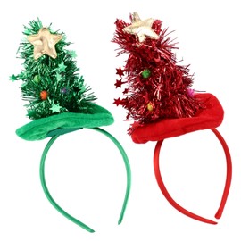Healvian 2pcs Christmas Headband Headband Xmas Hair Hoop Reindeer Christmas Party Headpiece Hat Tinsel Sequin Headband Light Green Christmas Hair Hoop Green Decor LED Golden Velvet