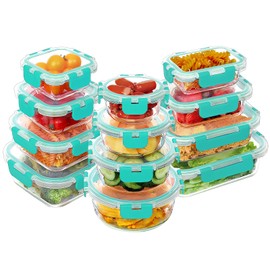 VERONES 24 Pieces Glass Food Storage Containers Set, Airtight Glass Lunch Containers, Glass Meal Prep Containers with Lids,Exclusive of BPA, for Microwave, Oven, Freezer & Dishwasher Friendly,Green